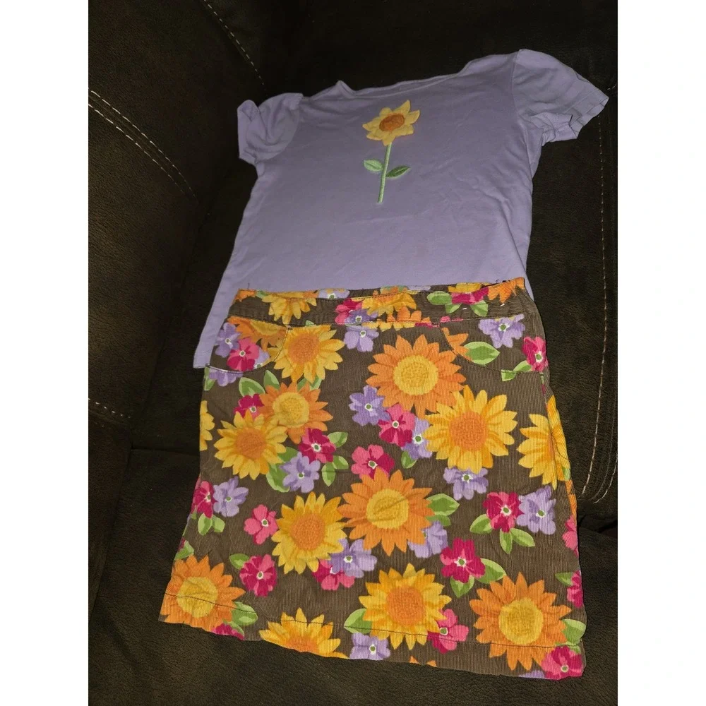 Gymboree sunflower smiles top size 8 skort size 10 outfit